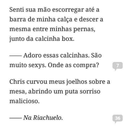 Trecho de uma fanfic onde a pessoa pergunta para a outra onde ela comprou uma calcinha e ela responde "Na Riachuelo"