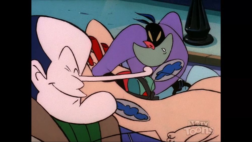 Screenshot from a Bakshi Mighty Mouse segment. Looks crisp.