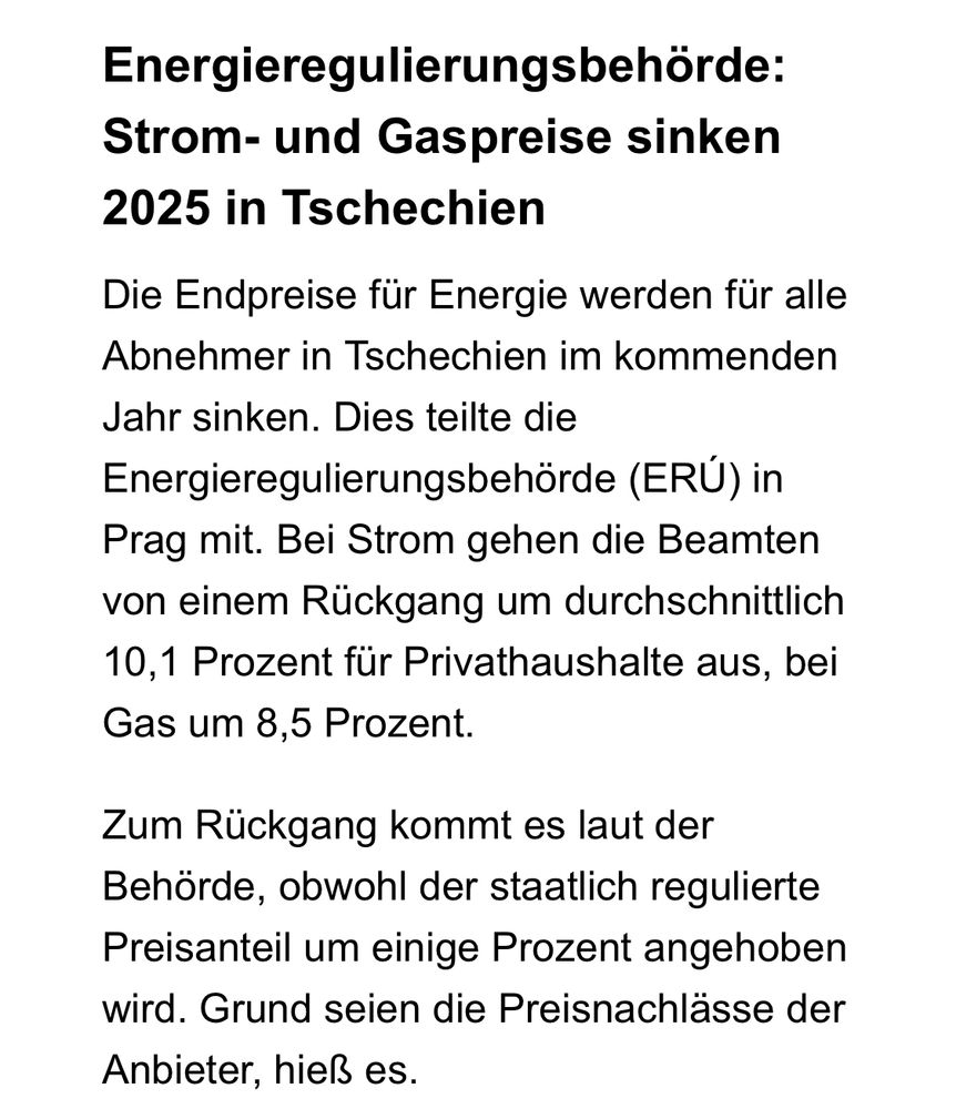 strom- und gaspreise sinken in tschechien..