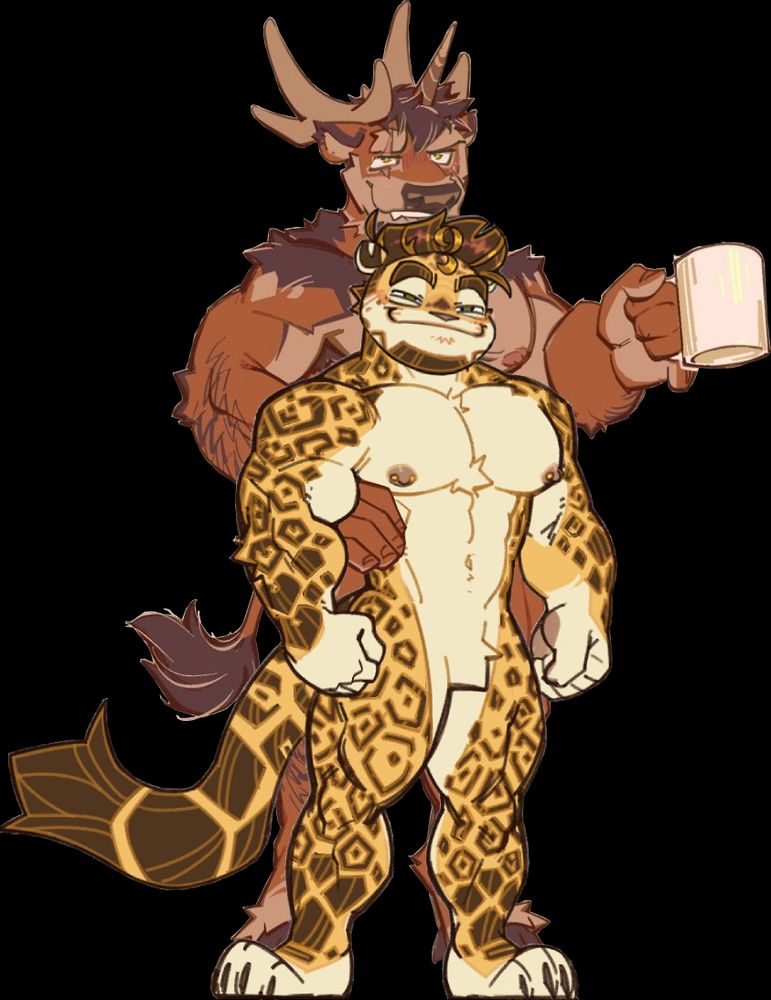 Kharlo's and Buck's fursonas drawn by Nyuudles and edited by me to look like they're in a compromising position