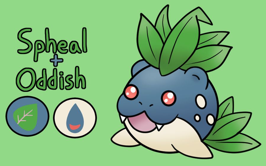 A Pokemon fusion of Spheal and Oddish