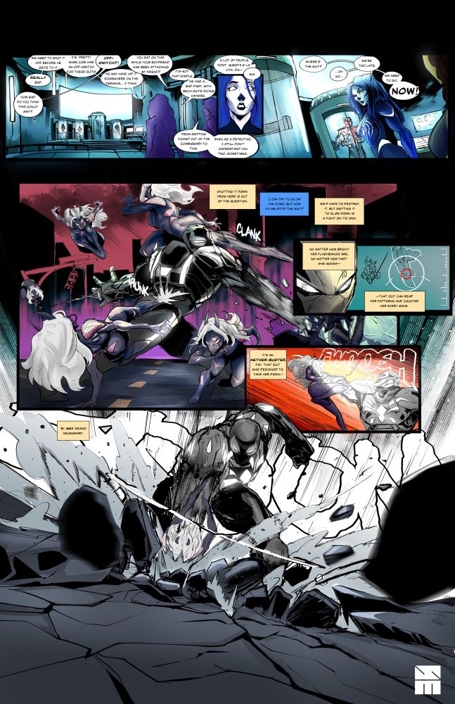 Fay and Mia discover one of the most dangerous suits made goes missing, which shows the culprit is on the loose and attacking another Spider hero, Aether