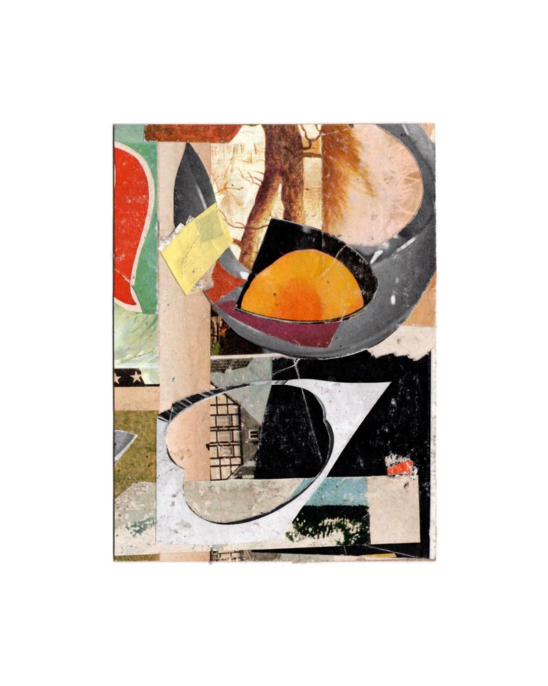 scrappy colorful abstract collage with lots of texture