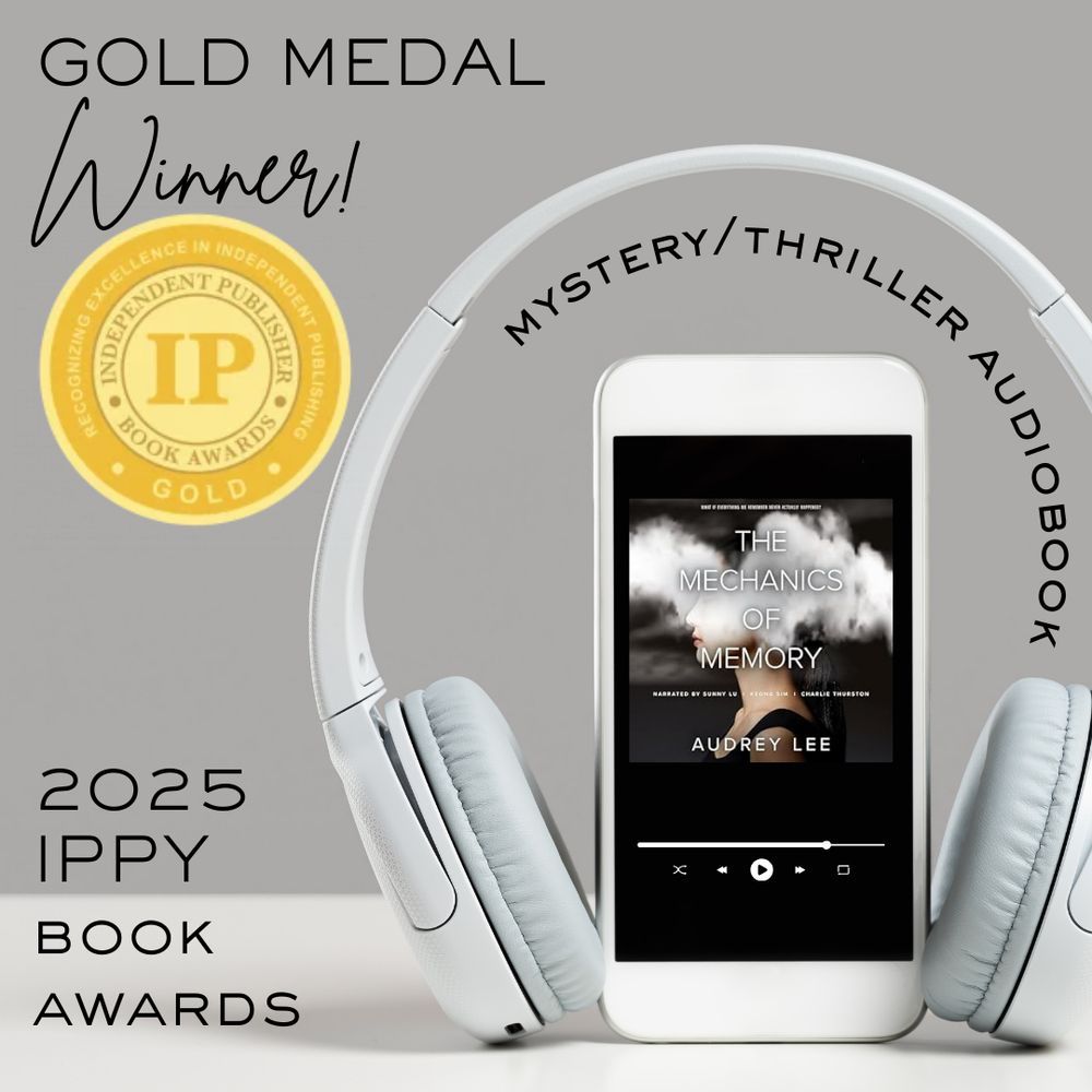 Image of the audiobook of The Mechanics of Memory, gold medal winner for the 2025 IPPY book awards for best mystery/thriller audiobook.