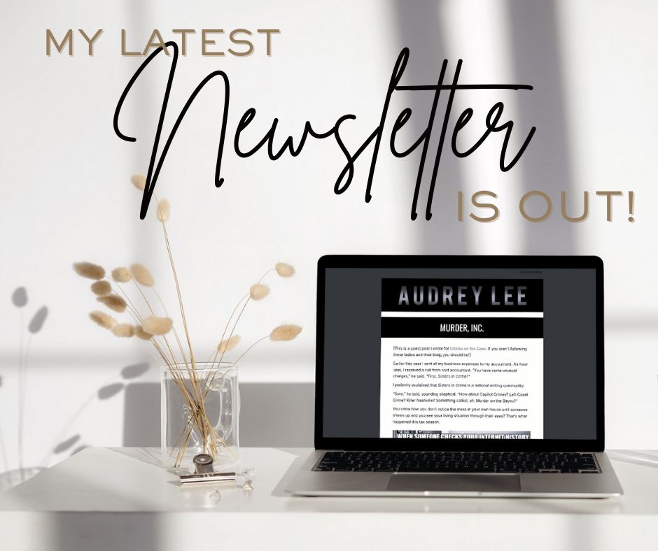 "My Newsletter is Out!" Image of a laptop with screen shot from newsletter. 
