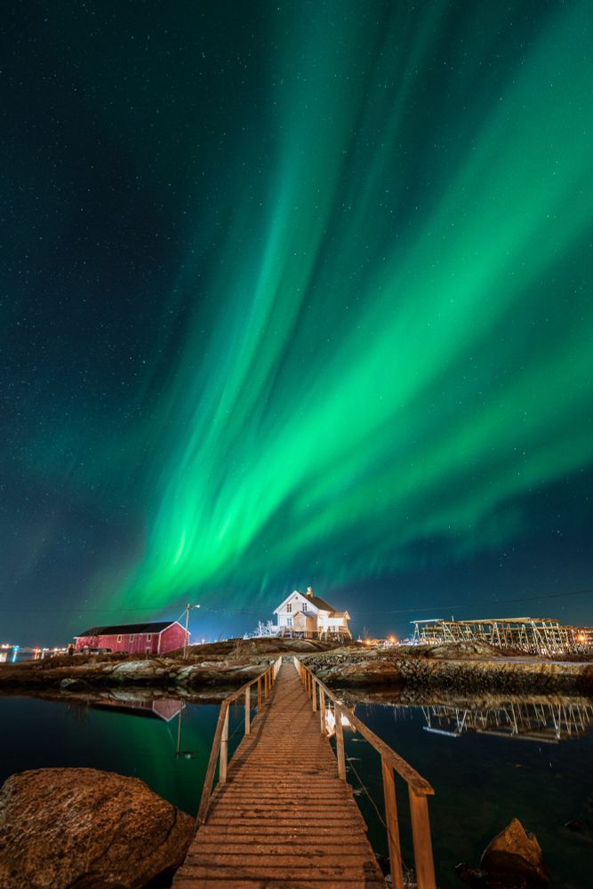 Aurora over Reine Lofoten Norway