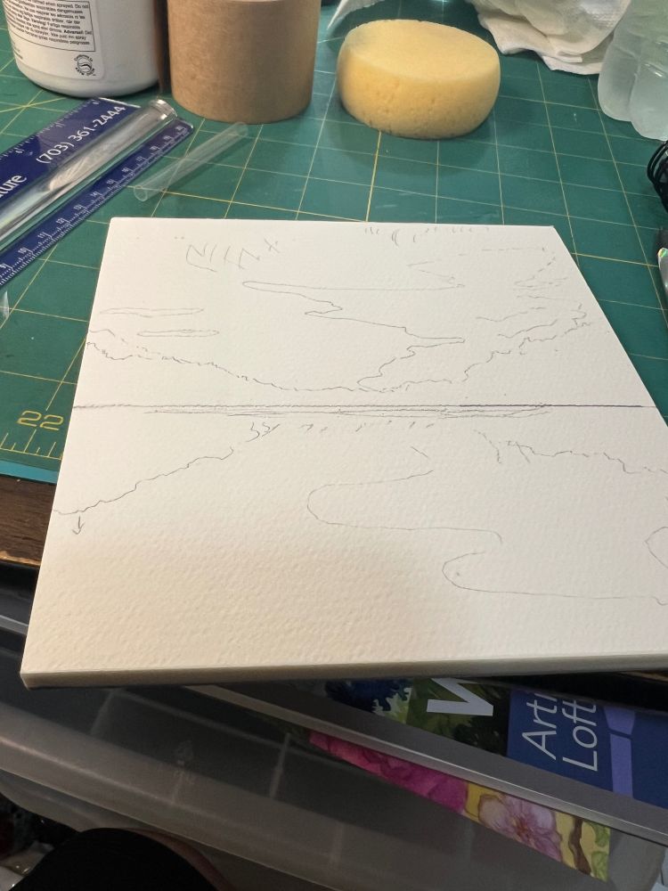 Watercolor block with pencil outlines