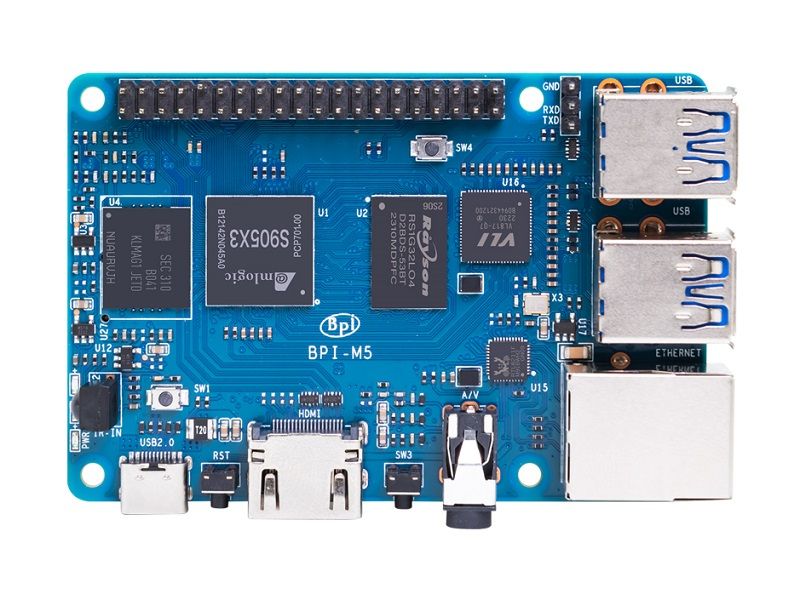 Banana Pi BPI-M5  with Amlogic S905X3 quad-core Cortex-A55r.Onboard 4GB LPDDR4  and 16GB EMMC e, and supports 4 USB 3.0 interface, a gigabit network port.same size as Raspberry Pi 
https://docs.banana-pi.org/en/BPI-M5/BananaPi_BPI-M5
#bananapi #raspberrypi #sbc #opensoure #android #linux 