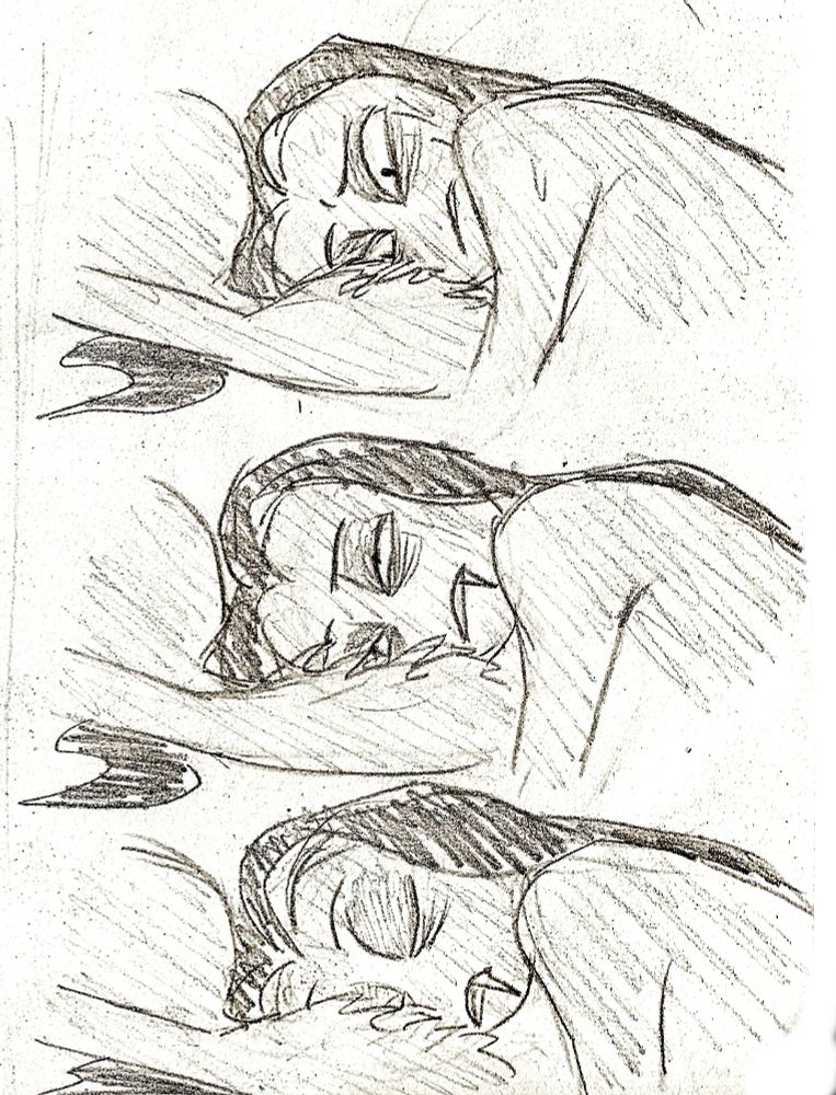Last part. Three panels of Pen, despite still being really shaken up, slowly falling back asleep on Niss' chest fluff. He doesn't need to be the strong one❤️