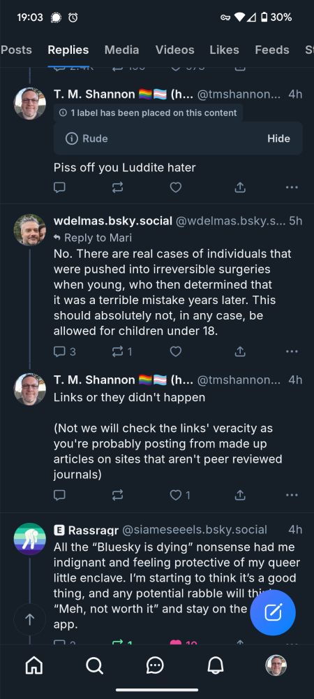 The reply to JD Vance, "Piss off you Luddite hater" tagged as Rude by Bluesky

Yes, I'm miffed, too
