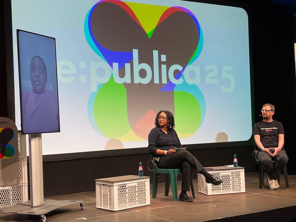 Joan joins virtually by video, along with Rim and Andreas in person at stage 3 of re-publica conference
