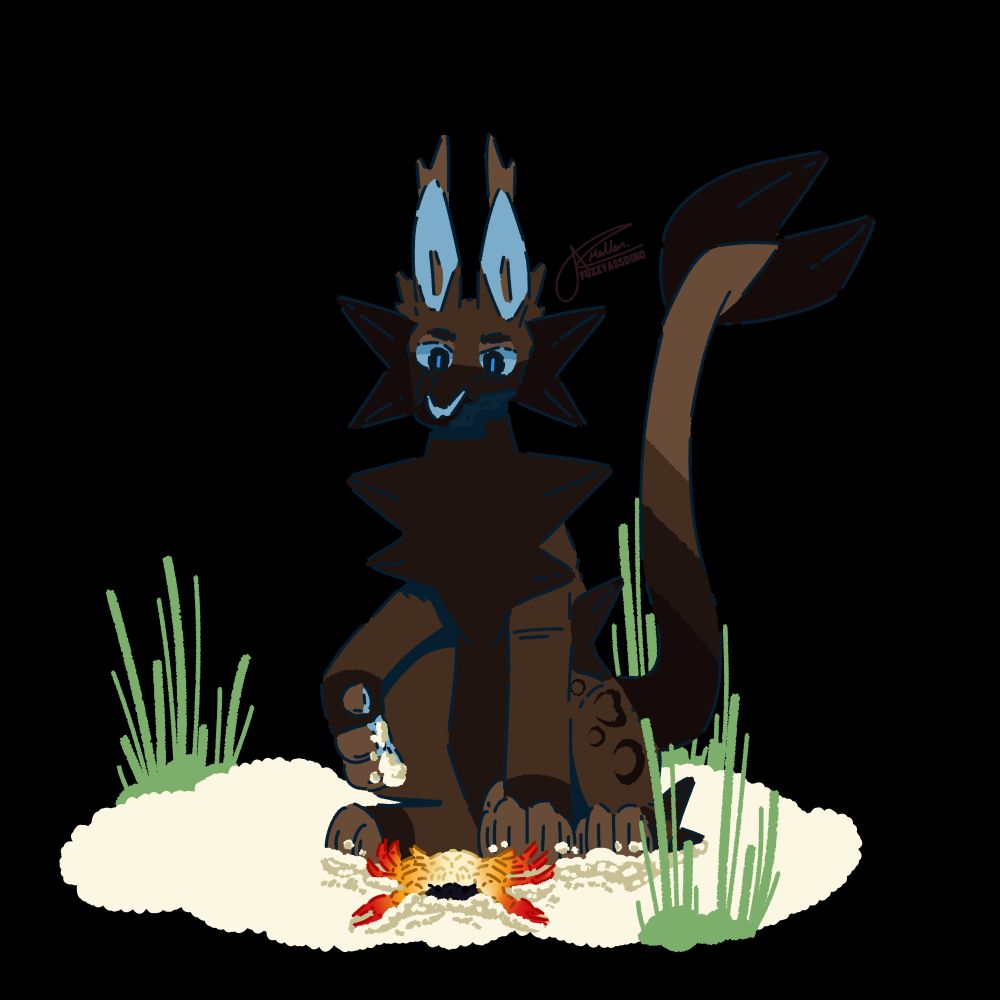 A cat with a crab drawing