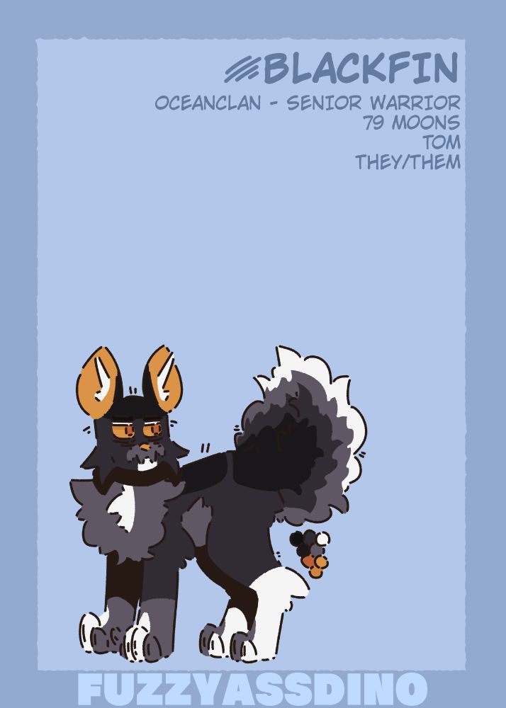Blackfin, OceanClan - Senior Warrior, 79 moons, Tom, They/Them