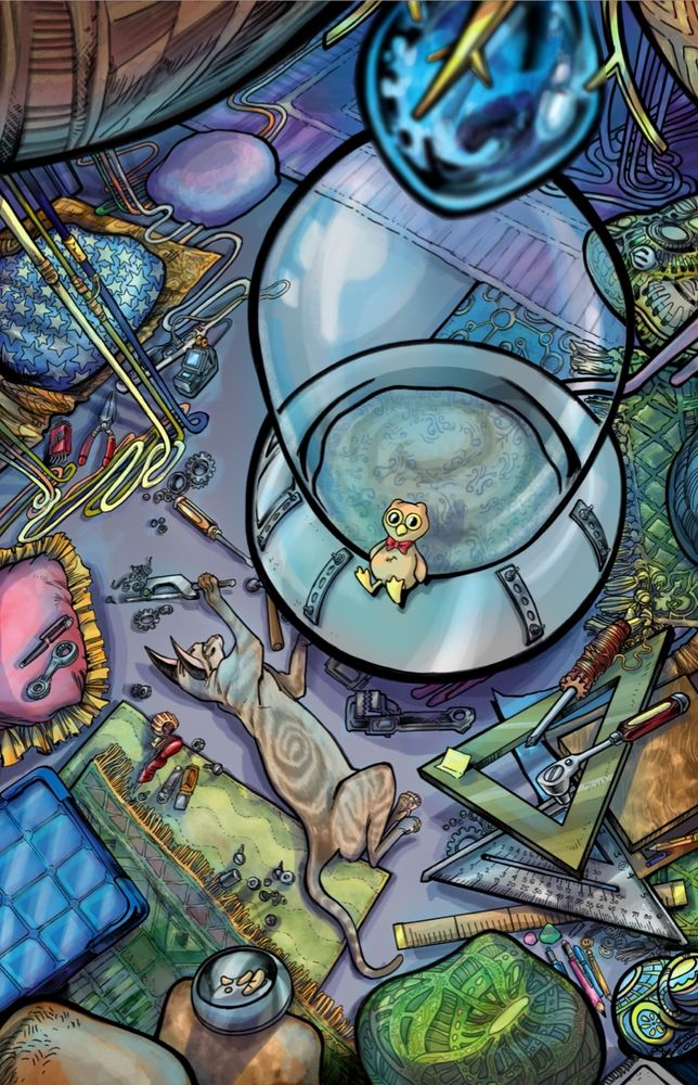 Periwinkle working on his space ship