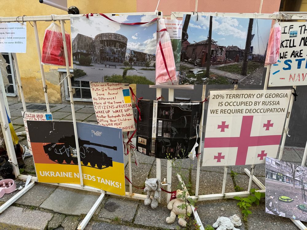 Anti-Russia, pro-Ukraine posters in Tallinn, Estonia.