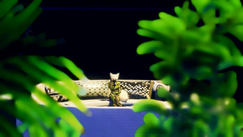 picture taken of Mist sitting on a couch as they think about something