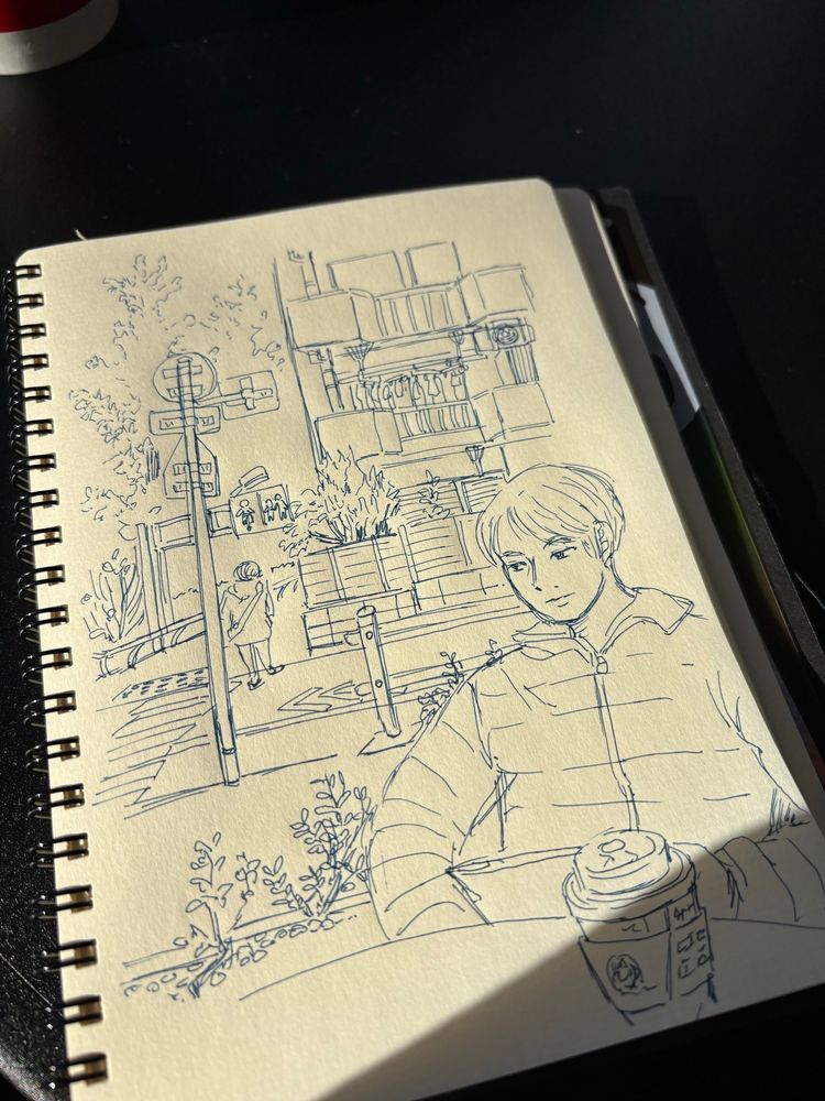 Enjoying coffee outside 