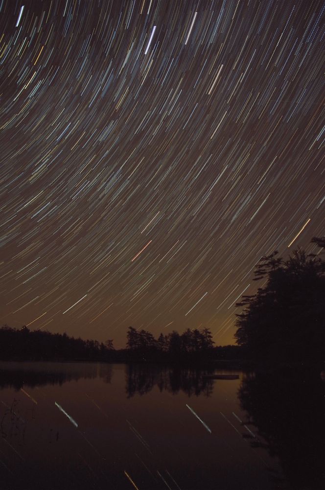 The image -- a composite of many short exposures, equivalent to an approx half-hour exposure -- shows 