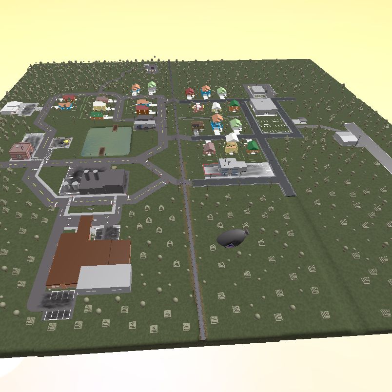 Full view of the map, being the Town of Robloxia, getting revamped for this game. (original map belongs to 1dev2/1dev3)