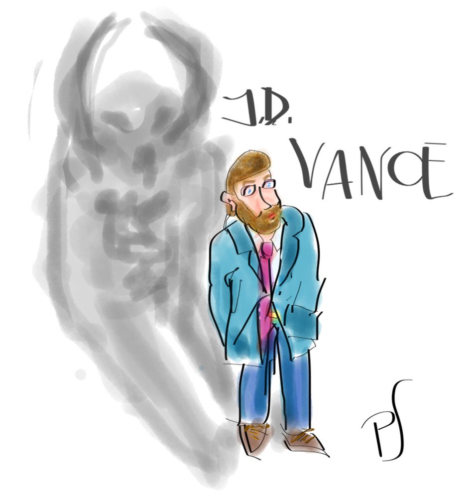 Doodling of JD Vance and his Shadow 