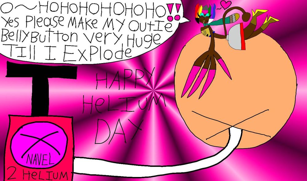 Despite dillious having powers in his navel he would inflate his outie bellybutton like the size of the planet, as a blimp or a hot air balloon 🎈he could sometimes use his bellybutton as a bean bag cushion 