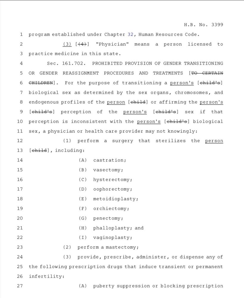texas hb #3399. bill banning trans healthcare at all ages