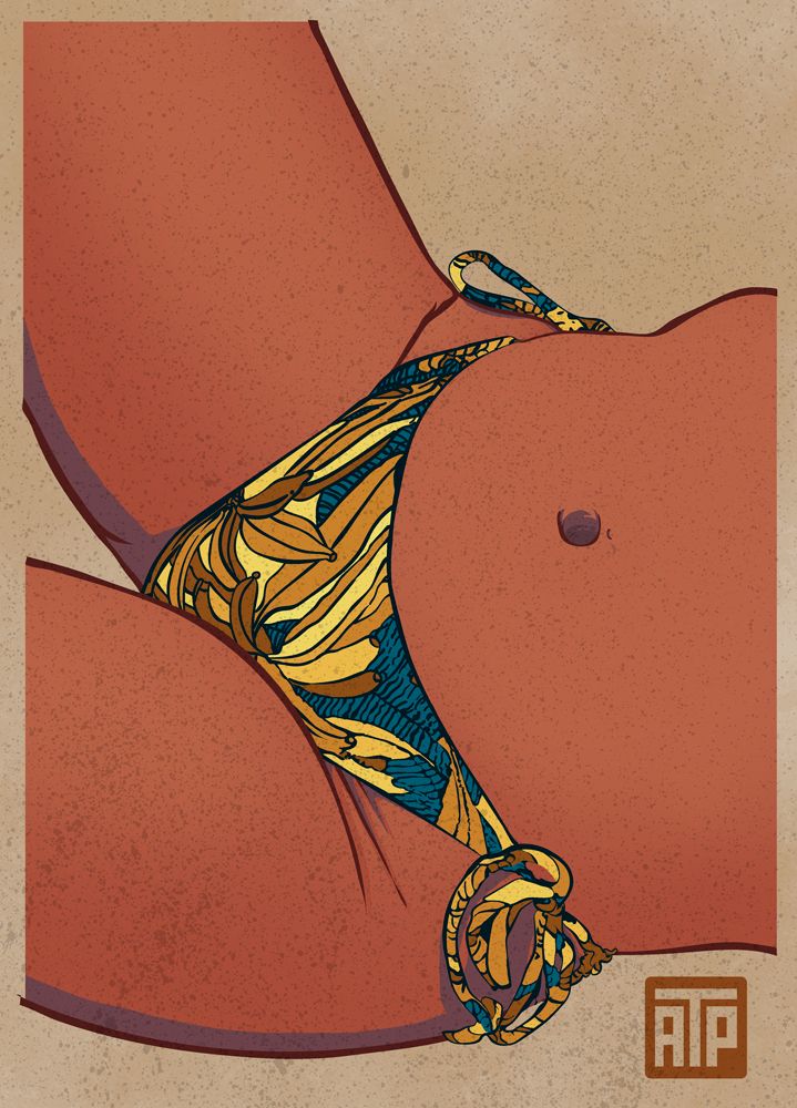 vector illustration of whorechata bikini bottom with a banana print draw by angryf