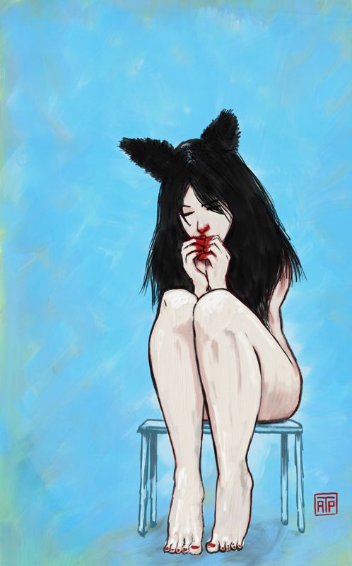 digital oil "Carrion-girl" illustrated by angryf using adobe fresco 