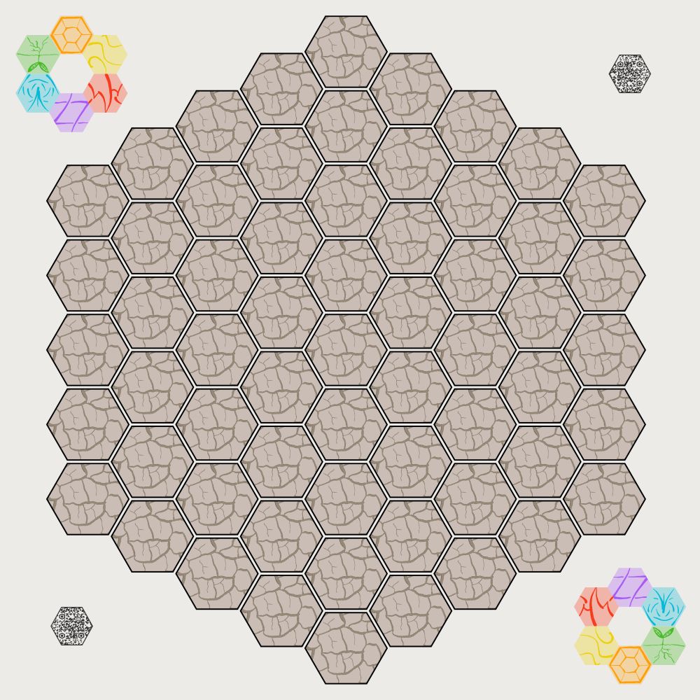 A design for a playmat for a physical prototype of the game oasis dreams. 