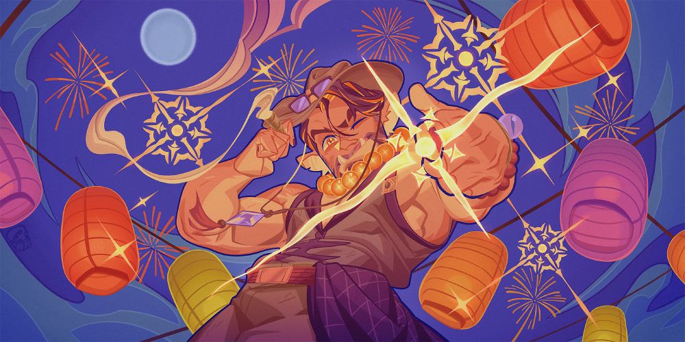The bugbear Fiero preparing to fire several moats of condensed fire at what looks like the eve of a festival.

Art by Den/DK