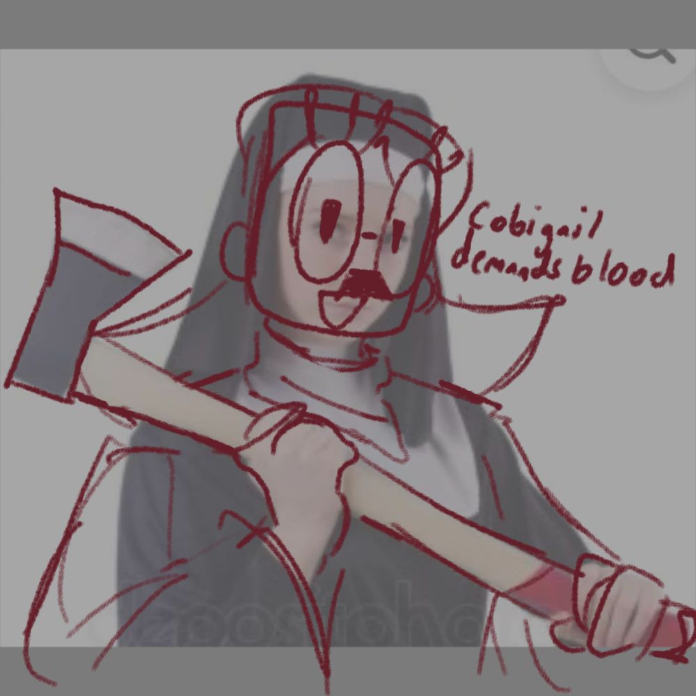 Saul from great god Gove holding an axe while saying "cobigail demands blood"