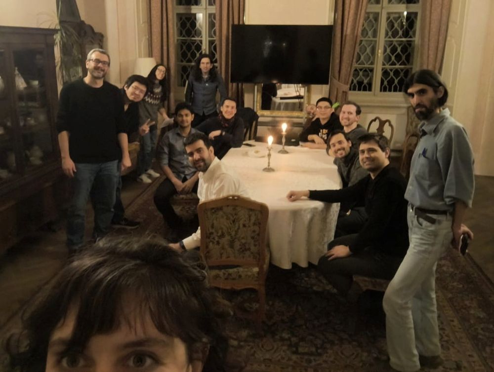 Group selfie in a spooky room