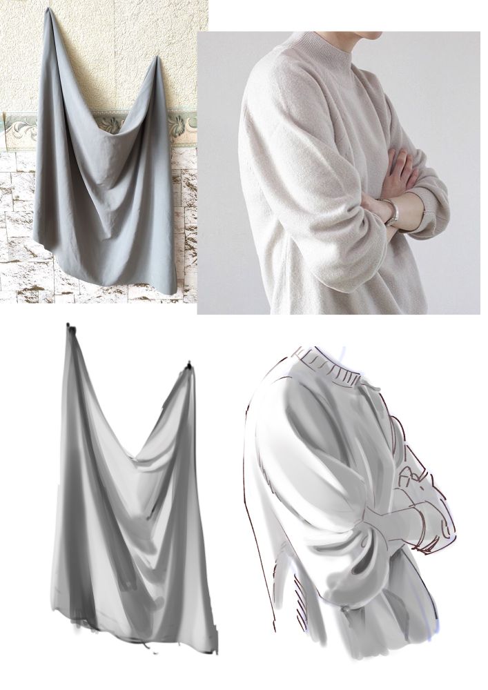 Art studies of rendered fabrics