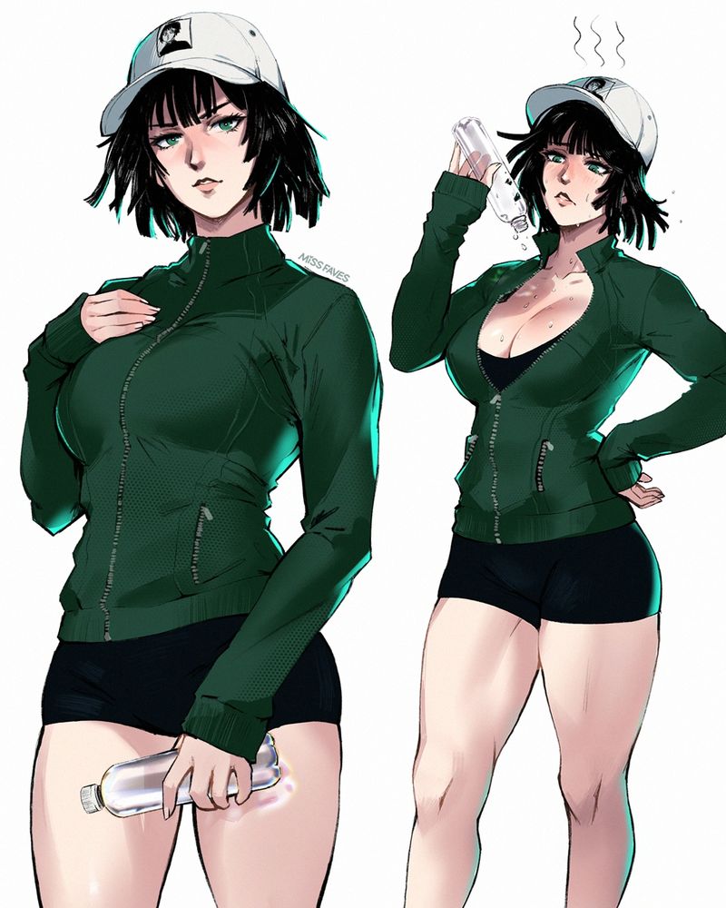 Fubuki from One Punch Man in a gym fit.  Pre and post workout vibes.