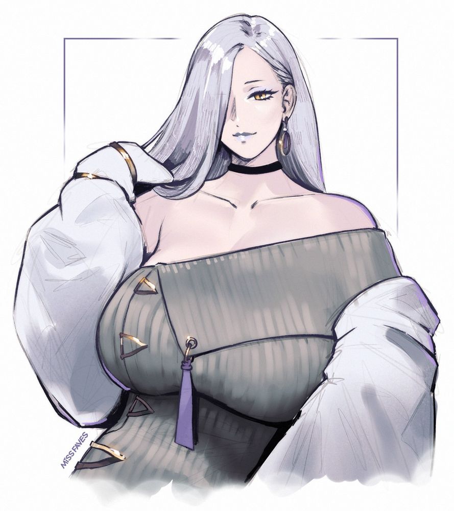 Colored drawing of the brand new snake mommy Omii-san from Fate/Grand Order (FGO).  The lines on the top left and right are space-filler and serve little to no purpose and I'm not even sure why I included them to be honest.  It won't happen again.