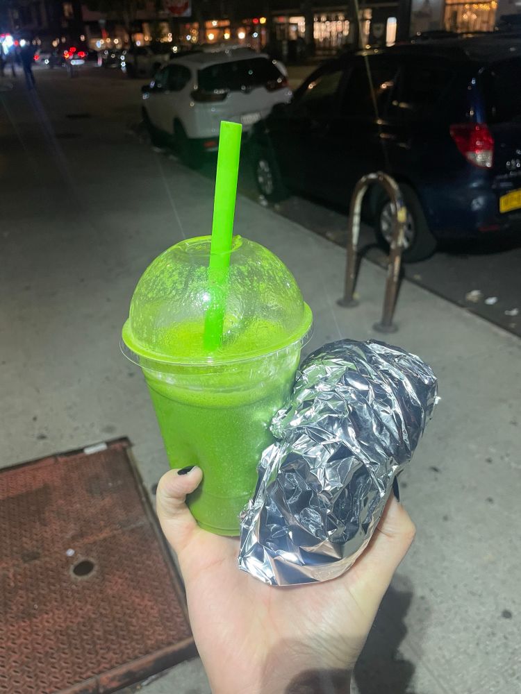 Green smoothie and chopped cheese 