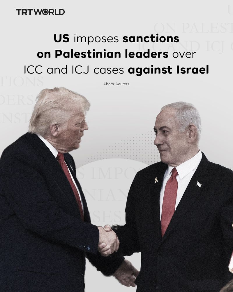 Screenshot from the TRTWORLD YouTube channel: US imposes sanctions on Palestinian leaders over ICC and ICJ cases against Israel. Photo: Reuters