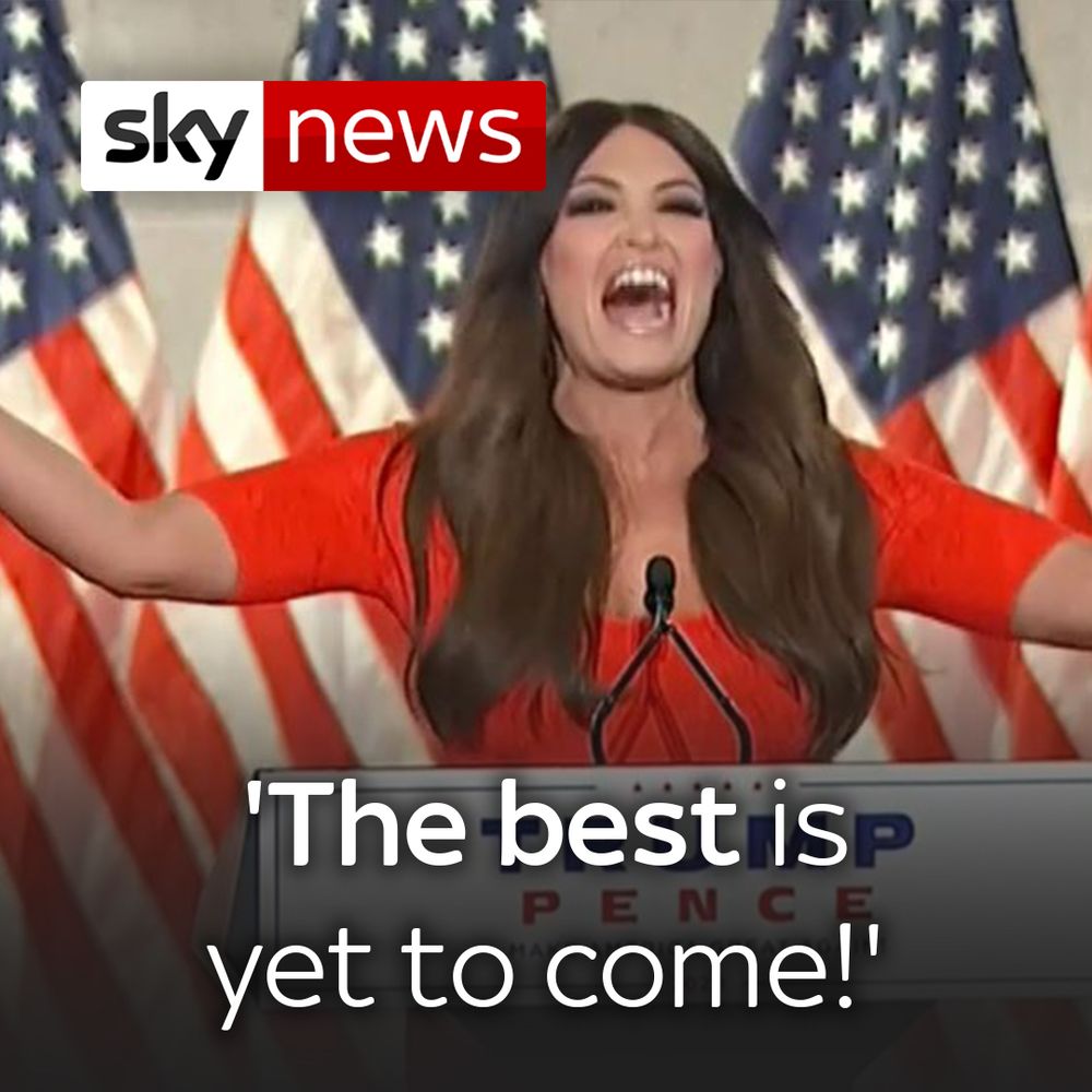 Fascist Kimberly Guillofoyle at a 2024 rally for convicted felon, Fascist, and pedophile Trump declaring, in a dead-eyed bloodthirst: “The best is yet to come!” 