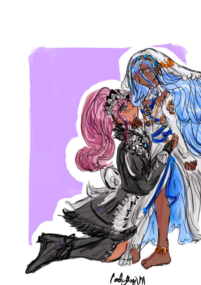 azura and felicia from fire emblem fates. one is beckoning the other 