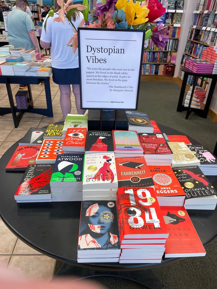 Dystopian fiction selection at my local Barnes and Noble.