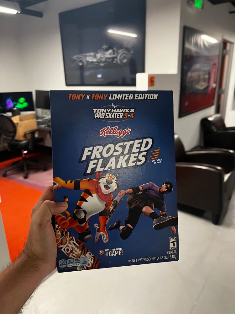 Limited edition Frosted Flakes cereal promoting Tony Hawk’s Pro Skater 3+4