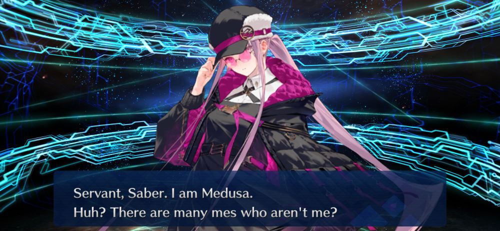Screenshot of Medusa (Saber) from Fate Grand Order