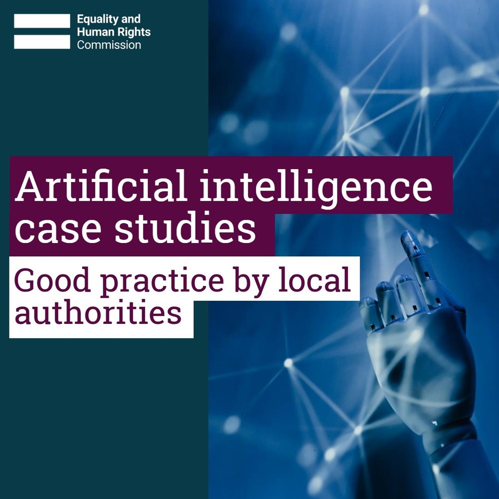 Graphic card with the text 'Artificial intelligence case studies: Good practice by local authorities'