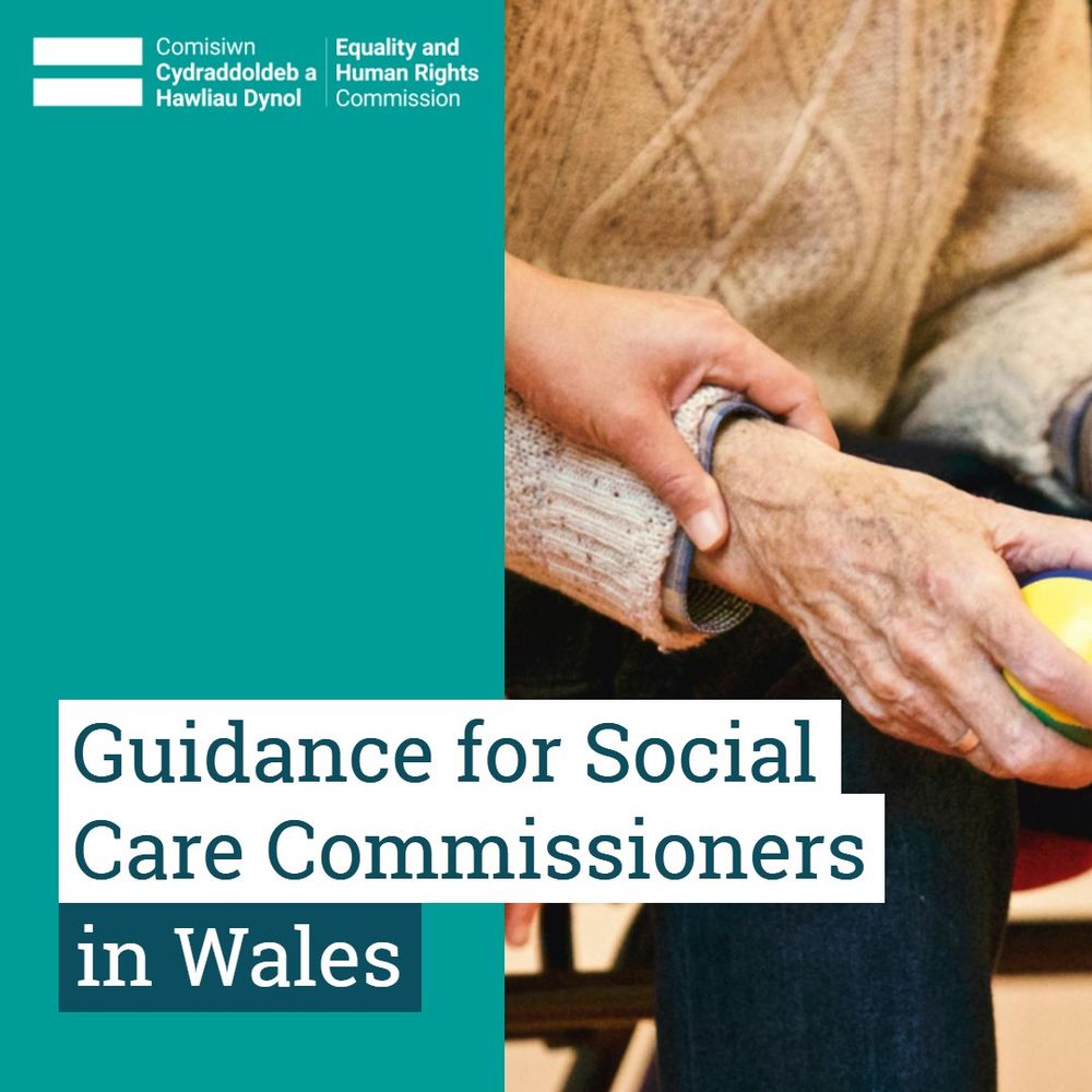 Graphic image with copy 'Guidance for Social Care Commissioners in Wales' and a photo of hands in the background.
