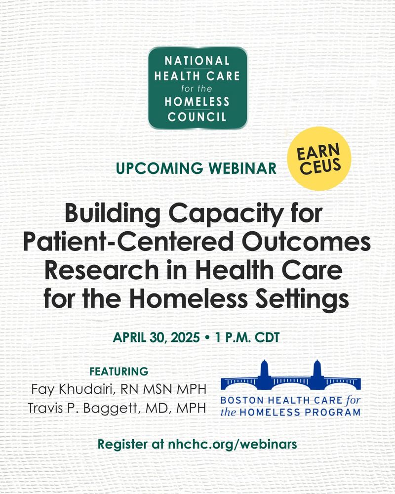 Upcoming webinar: Building capacity for patient-centered outcomes research in HCH settings. Register at nhchc.org/webinars