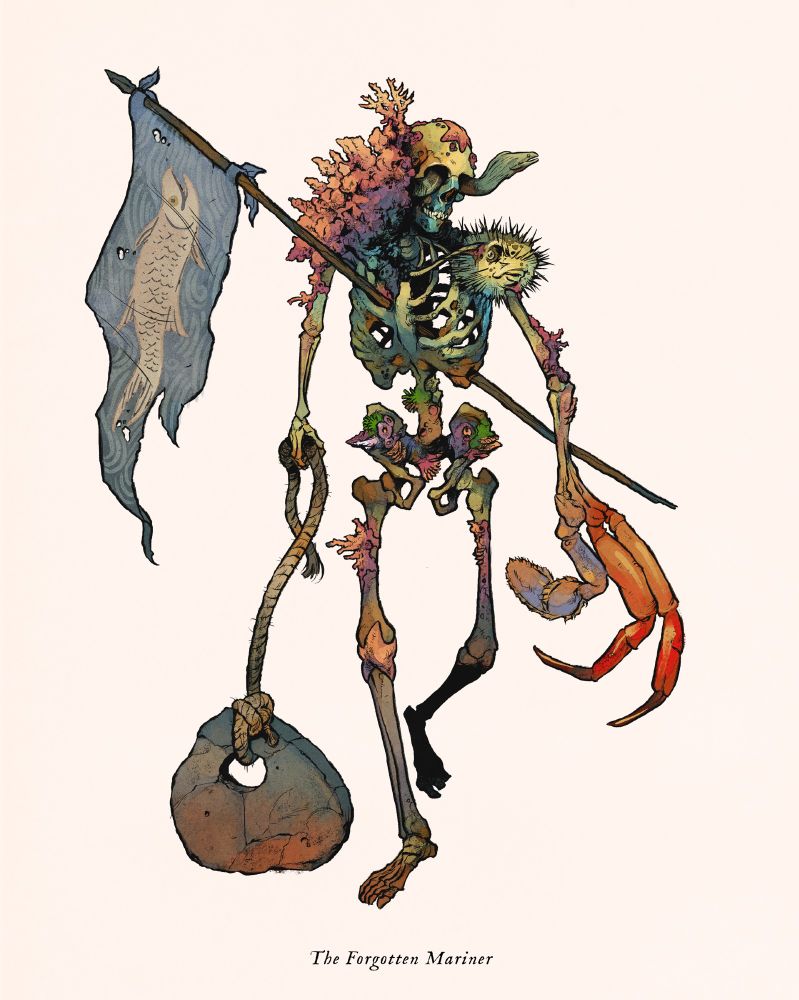 The forgotten Mariner stalks the bottom of the abyssal Styx, dragging the anchor of its long-lost vessel. The millennia it has spent under the seas of the dead has transformed its body, assimilating various sea-life onto its slowly deteriorating bones. 