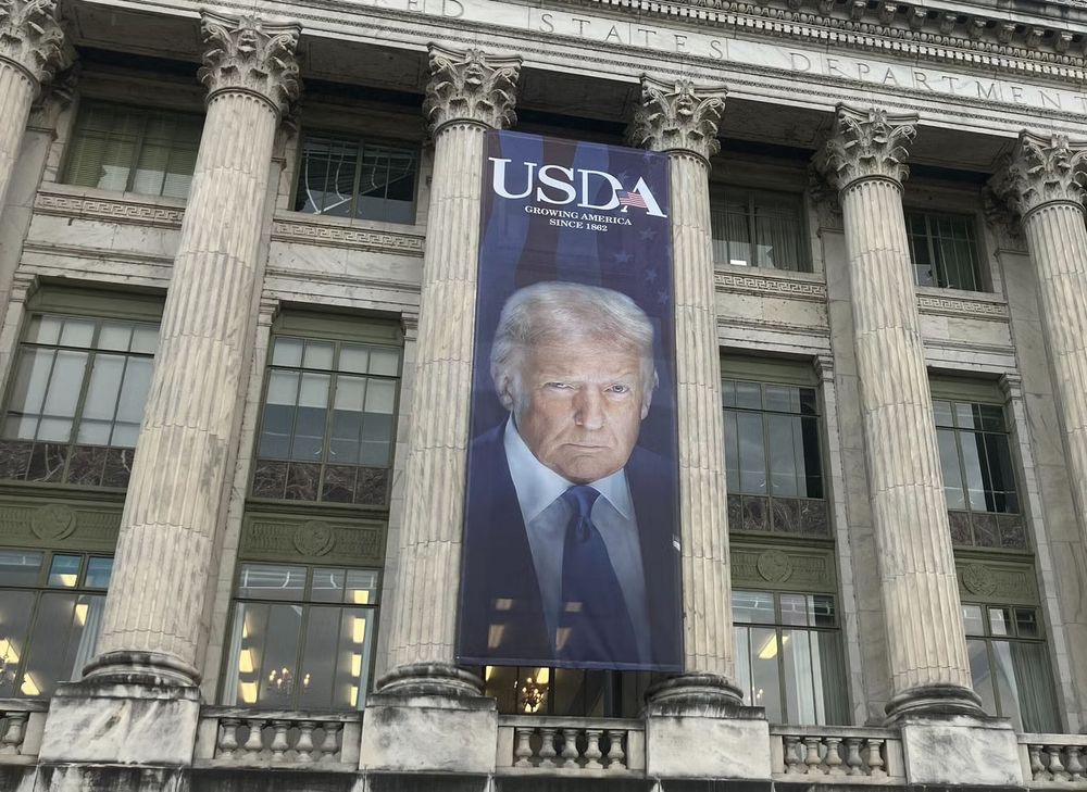 Trump banner on government building