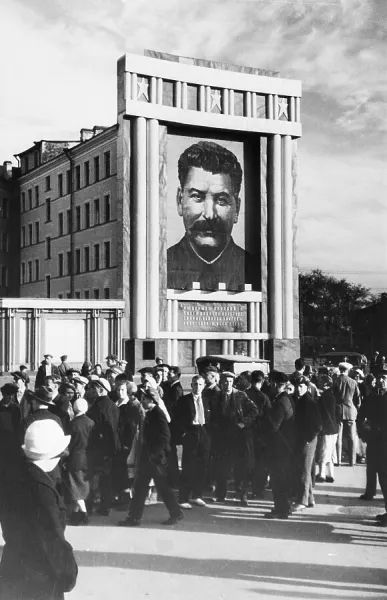 Stalin banner on government building. 