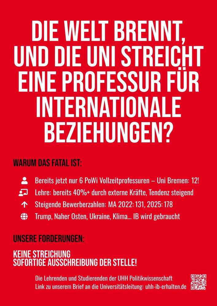 Protest gegen die Streichung einer IB-Professur an der Universität Hamburg