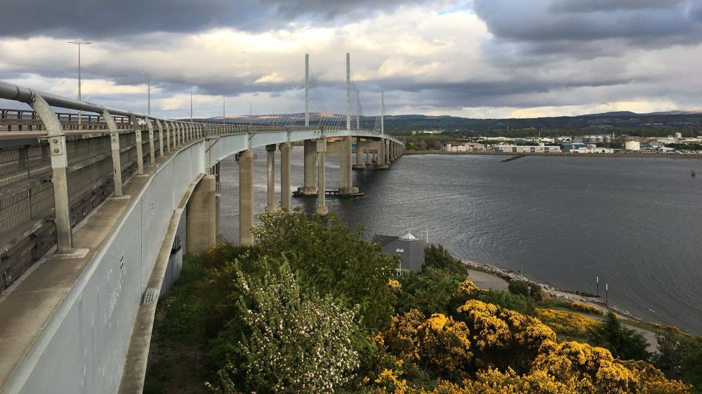 The Kessock Bridge viewed from the north of the firth.  